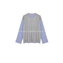 Jersey informal de punto con cuello redondo y espalda tejida para mujer